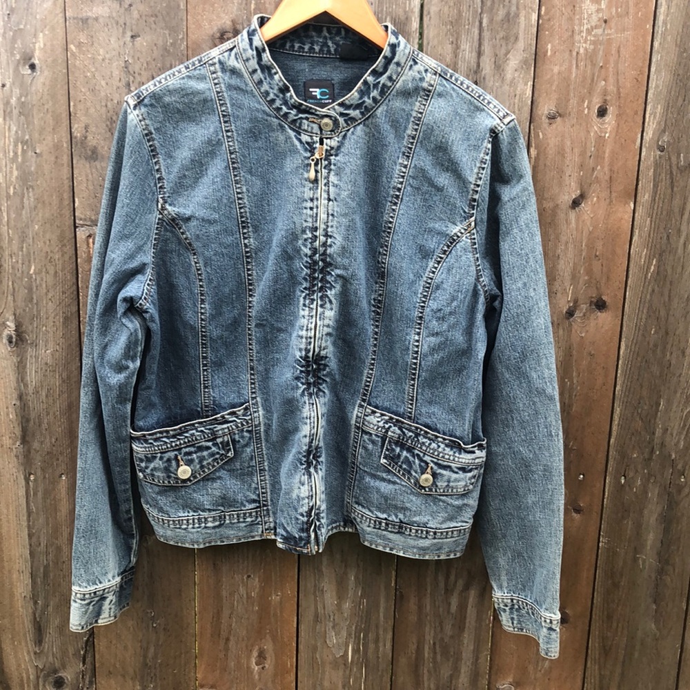 French cuff custom made make it to the moon women’s jean jacket xl